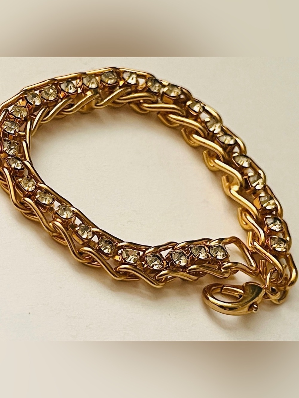 Vintage Michael Anthony MA Gold Crystal Bracelet 7"